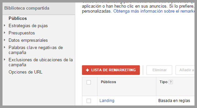 La nueva lista de remarketing La nueva lista de remarketing
