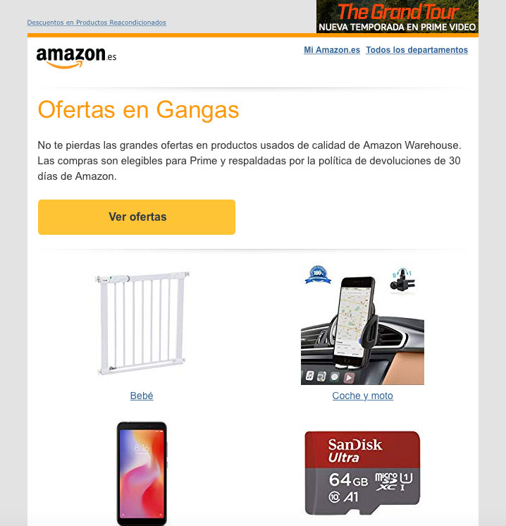 Ejemplo de email de Amazon
