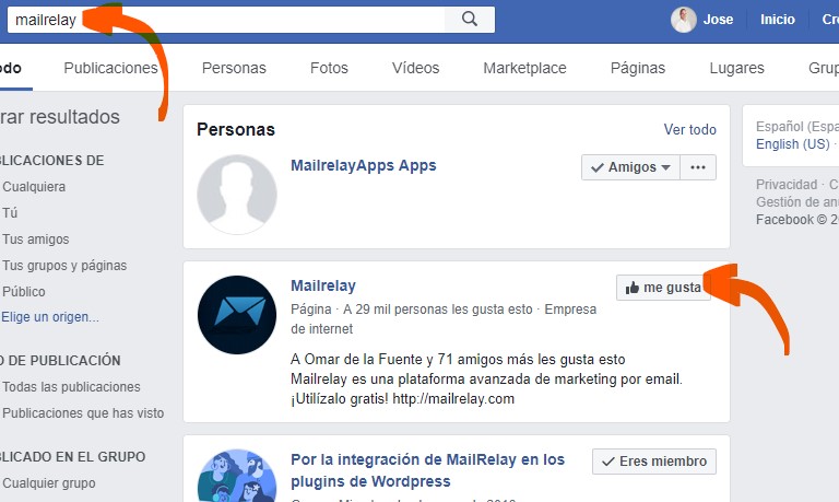 Seguir a Mailrelay en Facebook