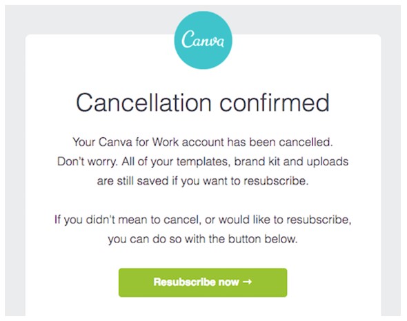 canva cancellation confirmation