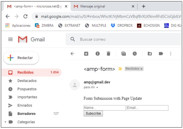 Formularios dentro del cuerpo del email