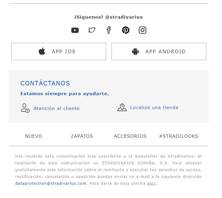 stradivarius email bienvenida