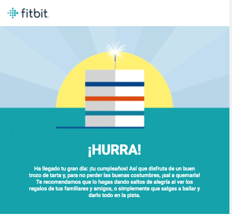 Texto de email de Fitbit