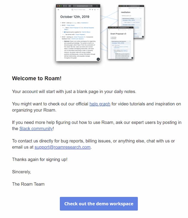 Roam: un registro de usuario muy hospitalario
