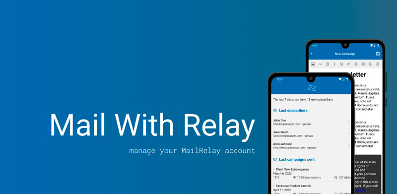 Mail with Relay: Manage your Mailrelay account from your smartphone or tablet