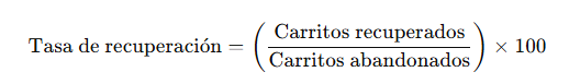 tasas de recuperación de carritos