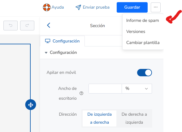 informe de spam en el editor de newsletters