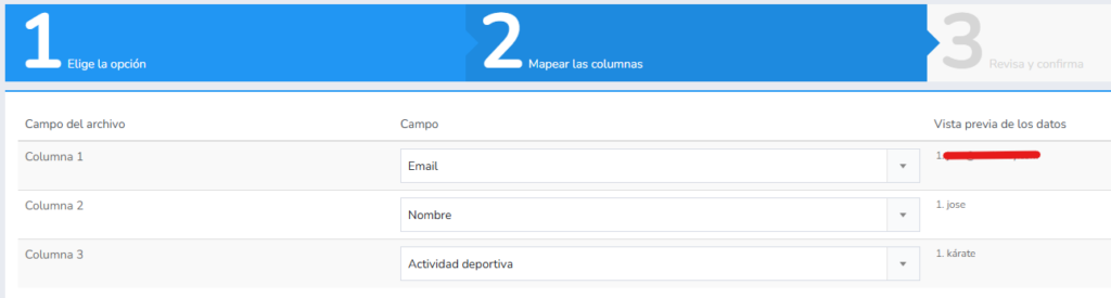 importar contactos y valores de los campos personalizados