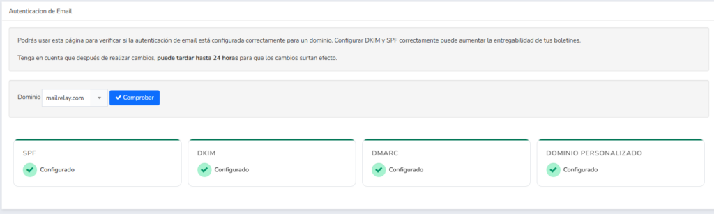 autenticación de email en Mailrelay