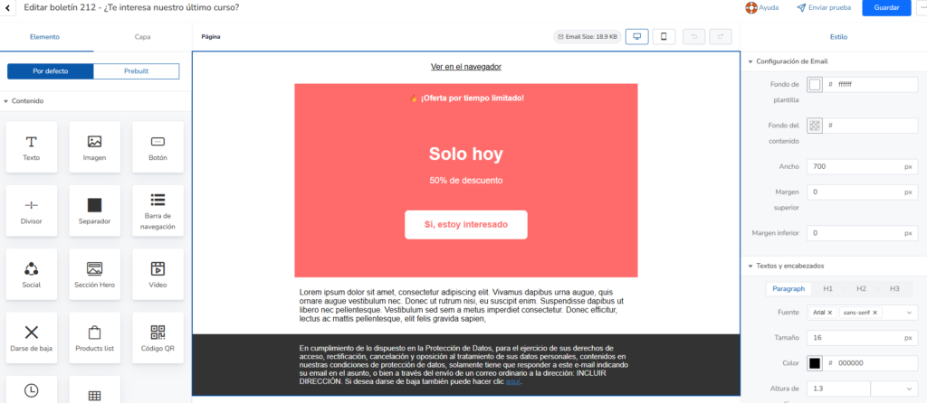 editor de newsletters de Mailrelay
