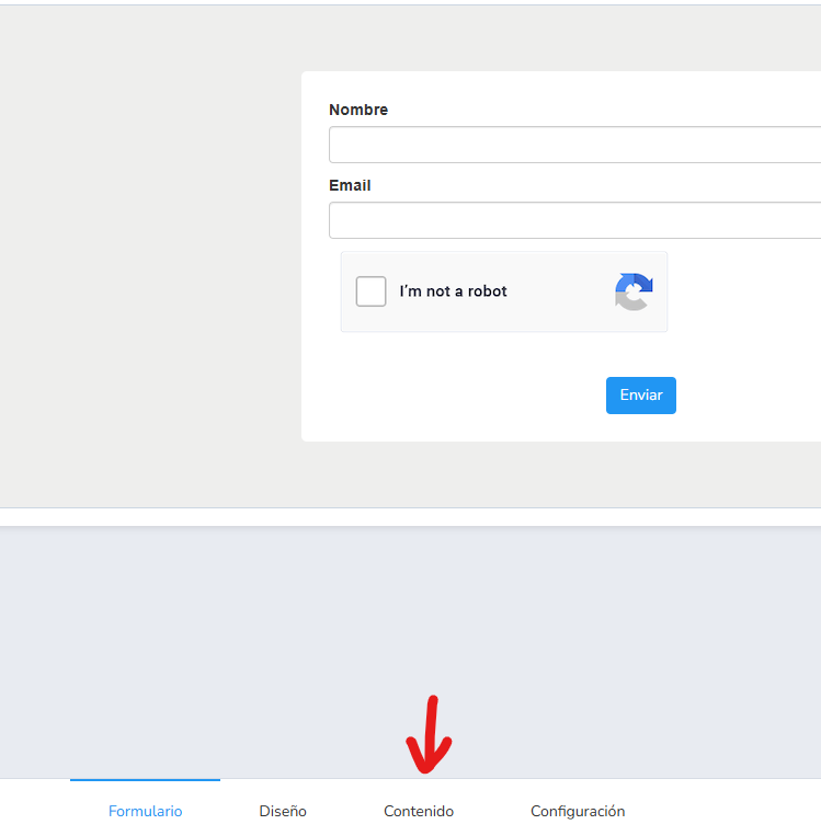 sección de contenido en formularios de suscripción