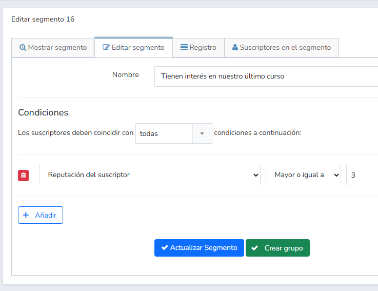 segmentación por reputación de contactos