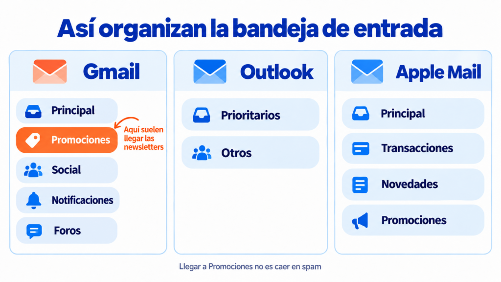 Así organizan la bandeja de entrada Gmail, Outlook y Apple Mail: pestañas y categorías