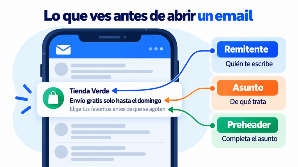 What the recipient sees in the inbox before opening an email: sender, subject line and preheader