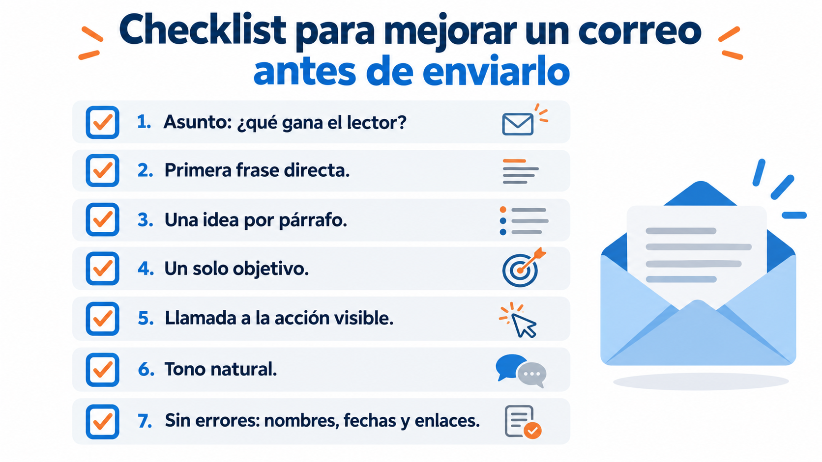 Checklist for improving an email before sending it