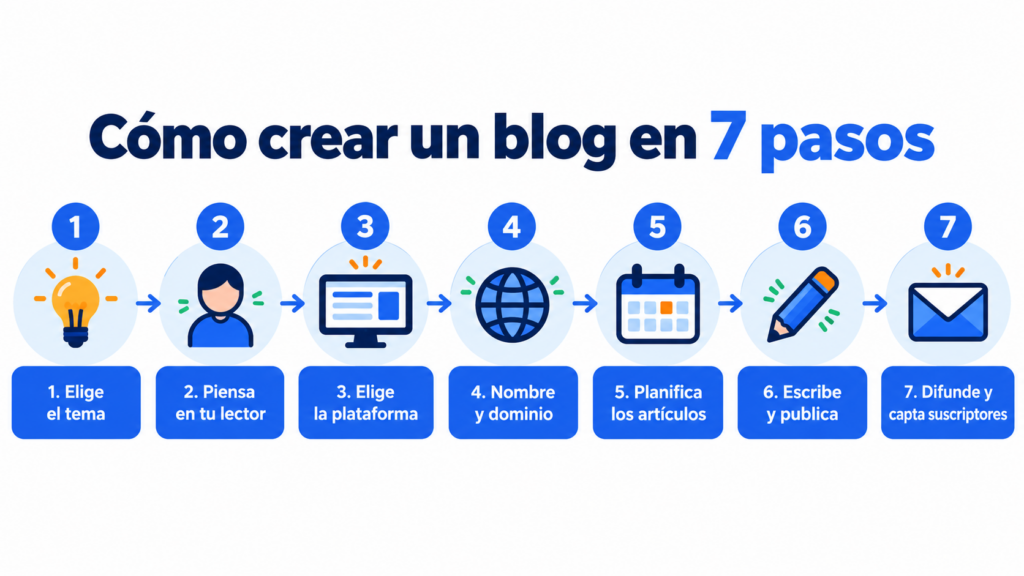 Cómo crear un blog en 7 pasos, del tema a la captación de suscriptores