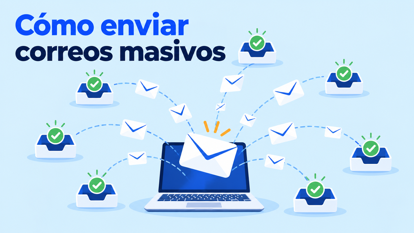 Cómo enviar correos masivos: un portátil envía correos a varias bandejas de entrada