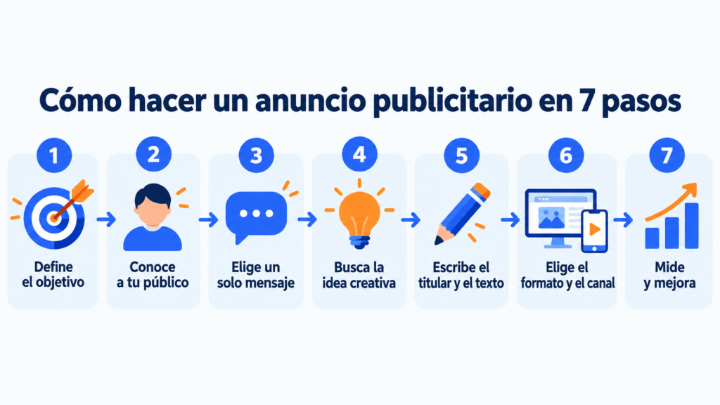 Cómo hacer un anuncio publicitario en 7 pasos, del objetivo a la medición