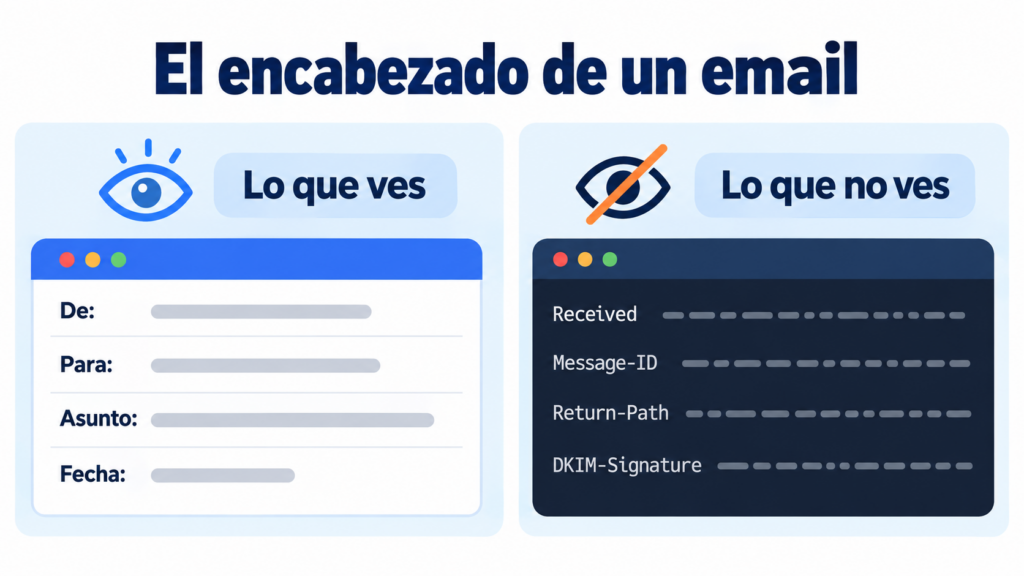 The header of an email: what you see (From, To, Subject and Date) and the technical headers you don't (Received, Message-ID, Return-Path and DKIM-Signature)