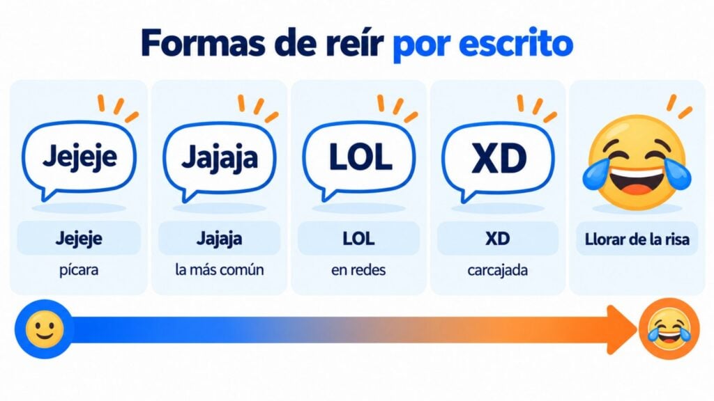 Formas de reír por escrito: jejeje, jajaja, LOL, XD y emoji