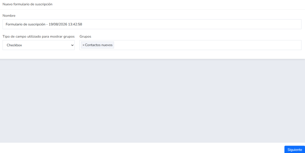 Pantalla de Mailrelay para crear un formulario de suscripción: nombre, tipo de campo y grupos