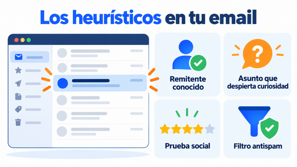 Los heurísticos en tu email: remitente conocido, asunto que despierta curiosidad, prueba social y filtro antispam