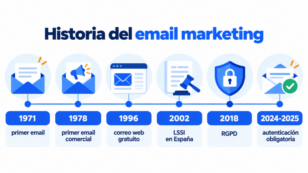 Historia del email marketing de 1971 a 2025