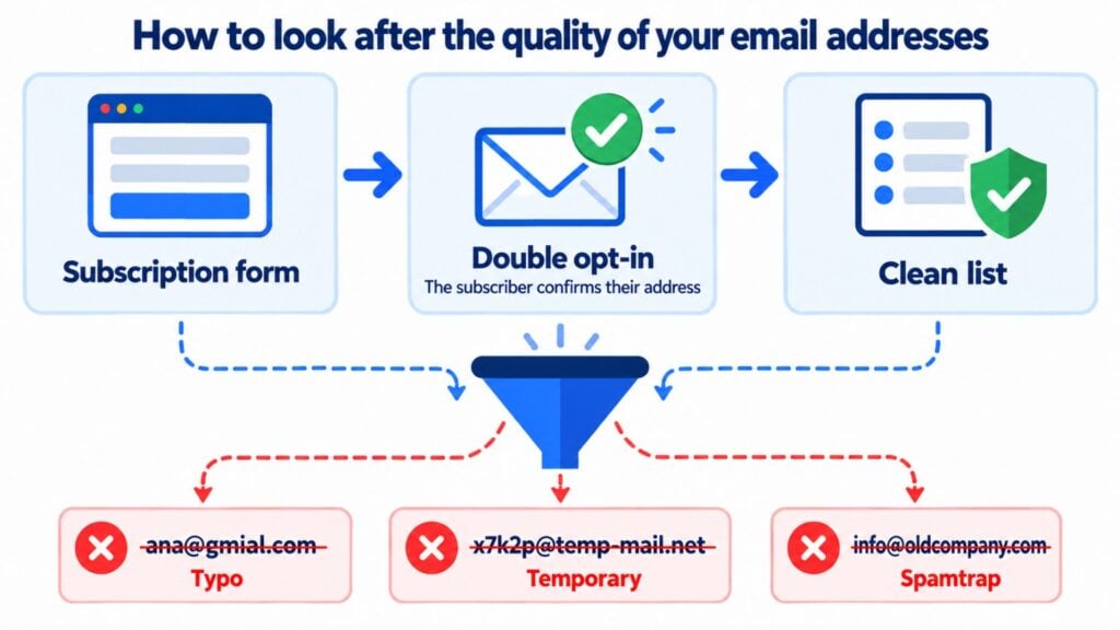 From a double opt-in form to a clean list: how to look after the quality of every email address