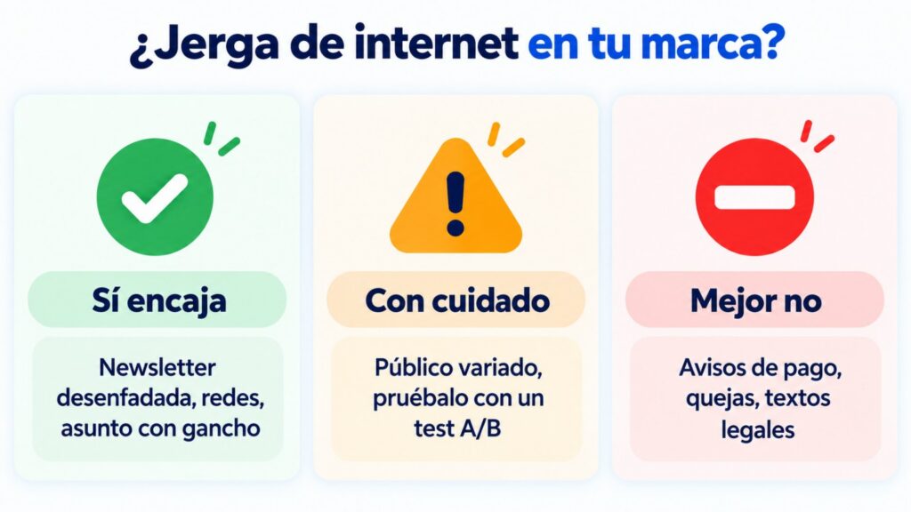 Cuándo usar jerga de internet en una marca: sí encaja, con cuidado y mejor no