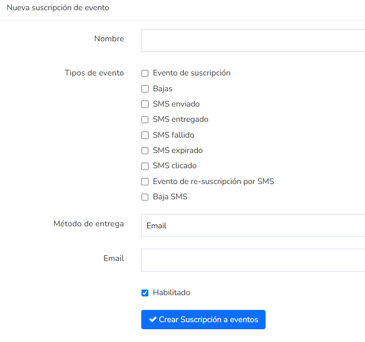 Método de entrega por email en una notificación de eventos de Mailrelay