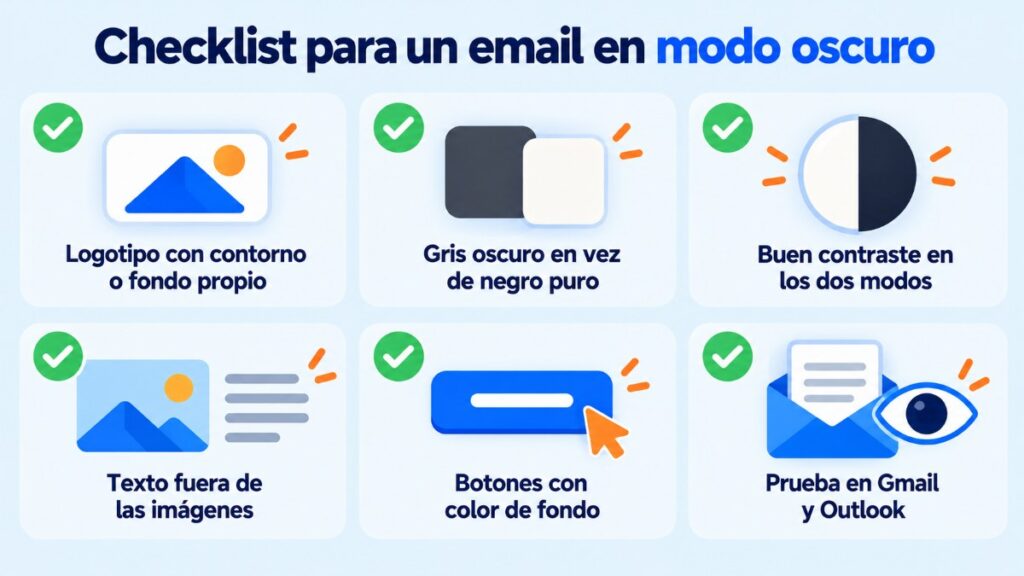 Checklist de seis puntos para diseñar un email que se vea bien en modo oscuro
