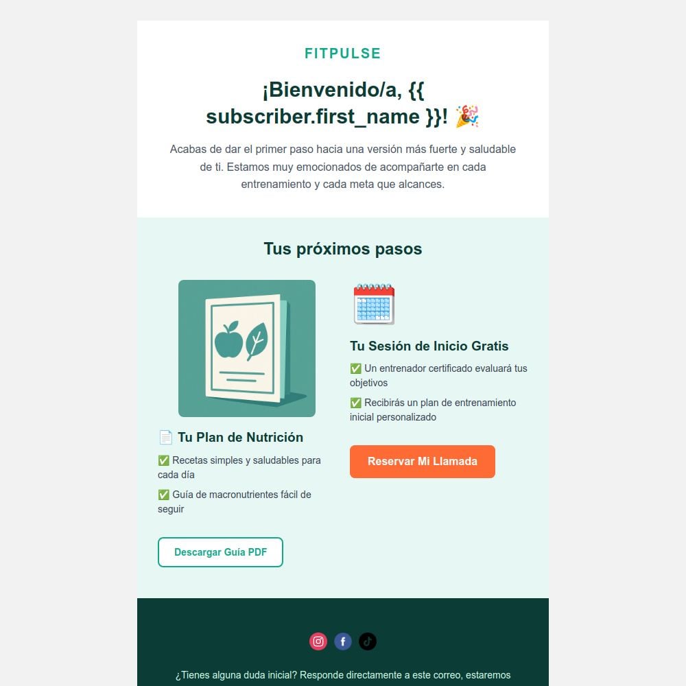 Welcome and onboarding email template from the Mailrelay editor