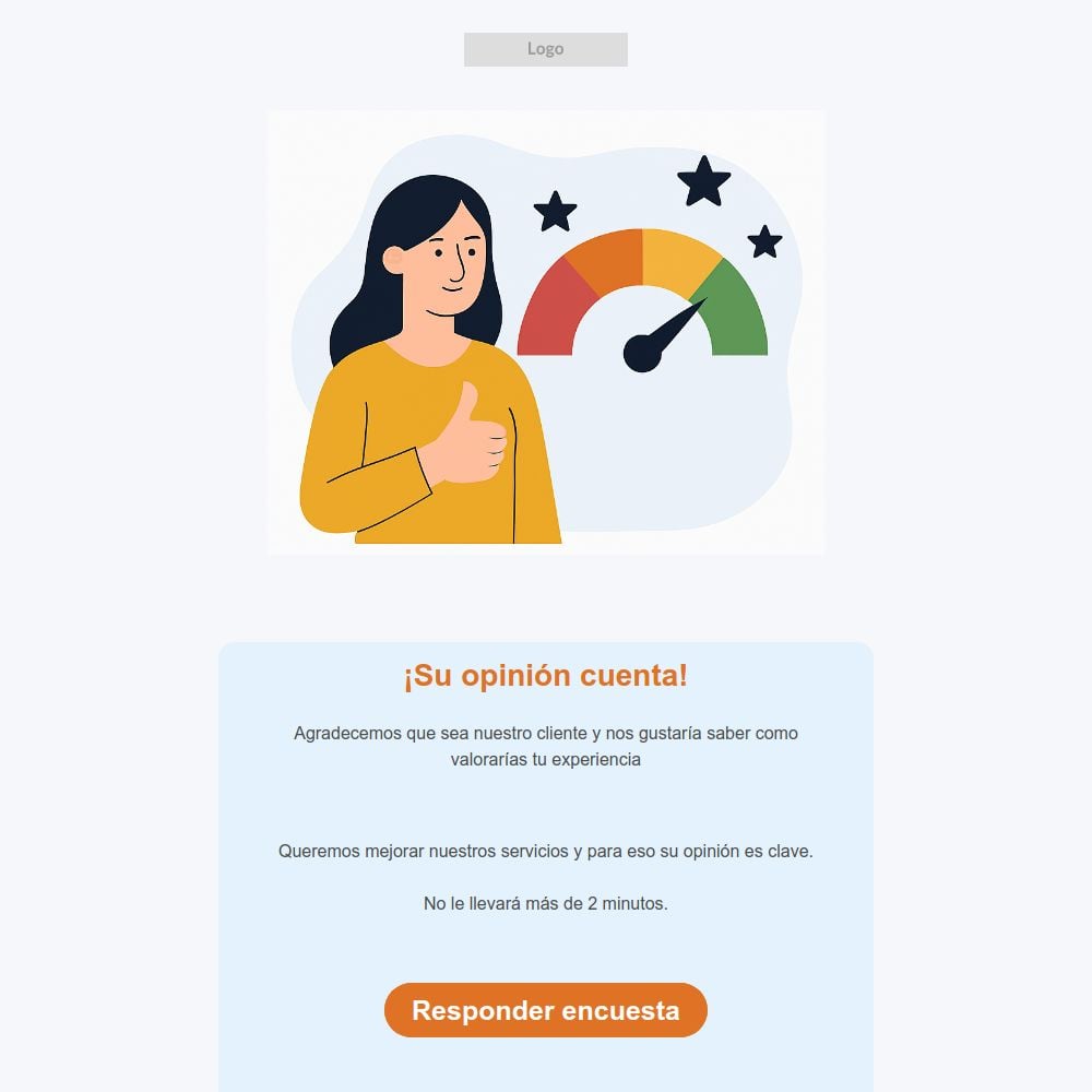 Feedback survey email template from the Mailrelay editor