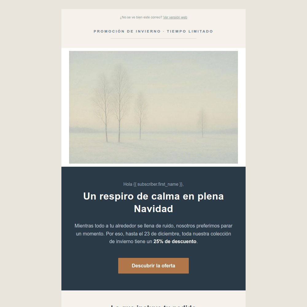 Plantilla de email de rebajas de temporada del editor de Mailrelay