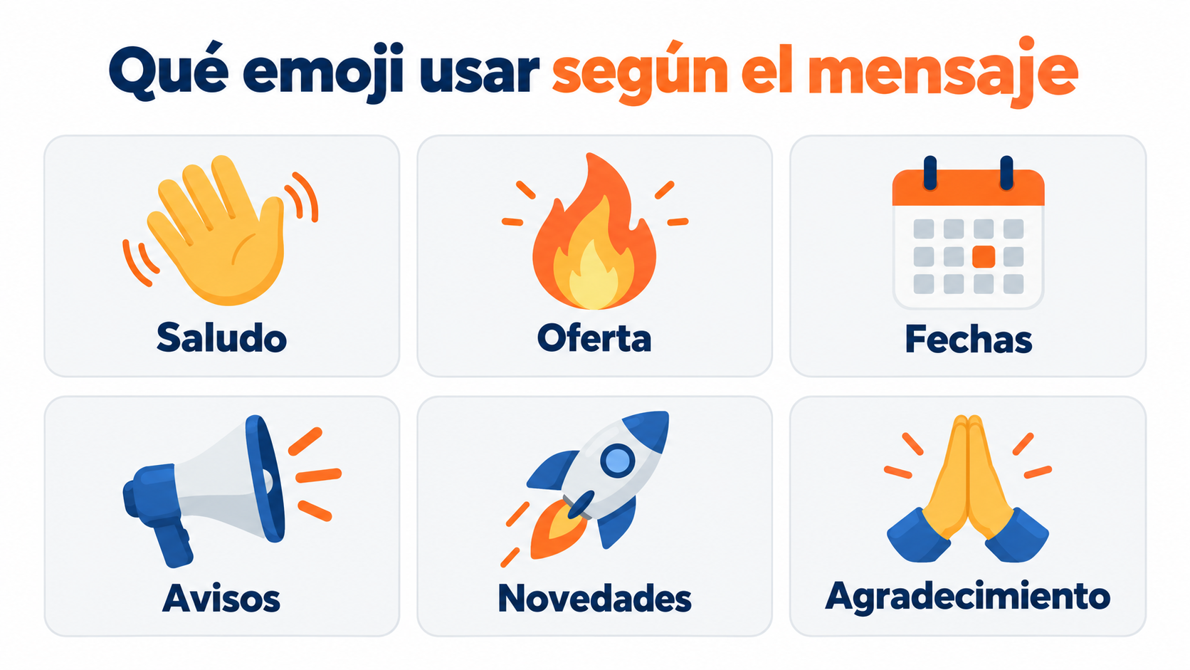 Qué emoji usar según el mensaje: saludo, oferta, fechas, avisos, novedades y agradecimiento