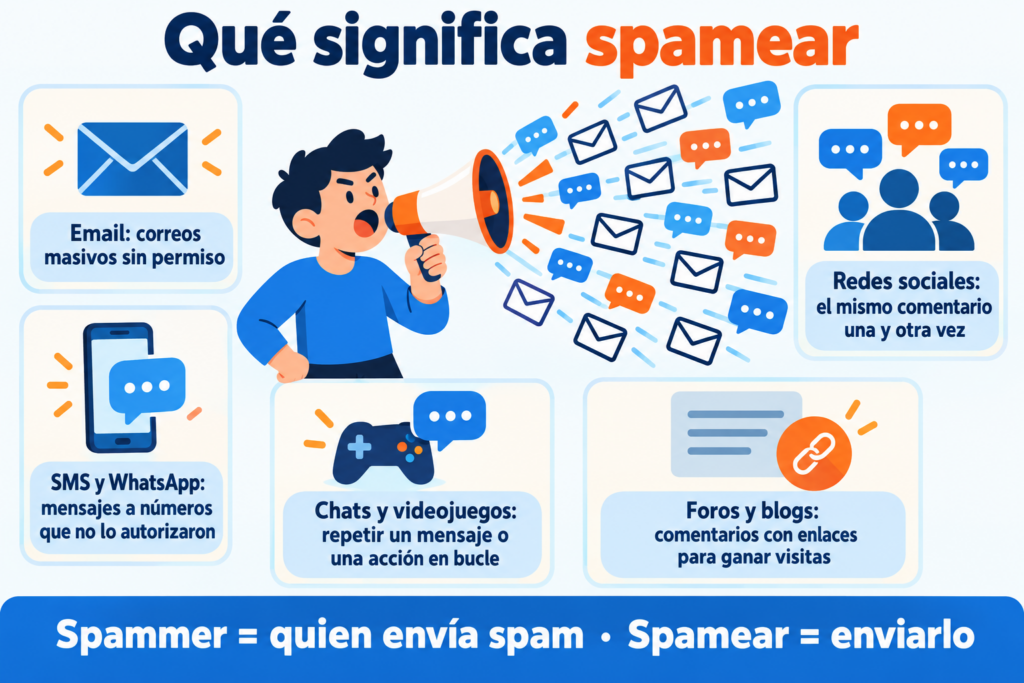 O que significa spammar: email, SMS e WhatsApp, redes sociais, chats e videogames, fóruns e blogs