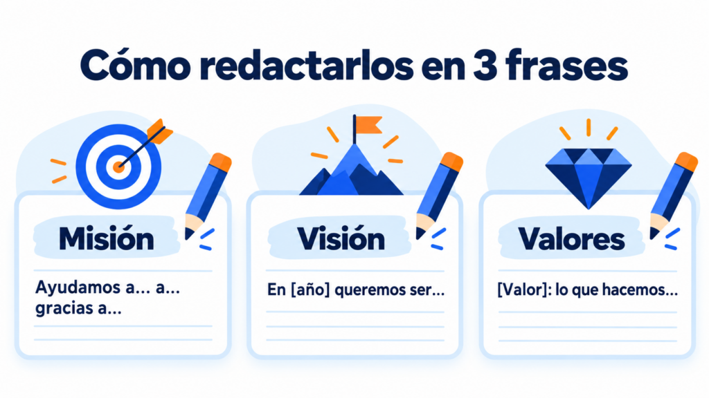 Cómo redactar la misión, la visión y los valores en 3 frases