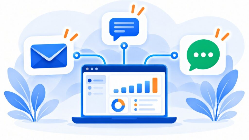 Panel central que envía por email, SMS y chat desde un mismo lugar
