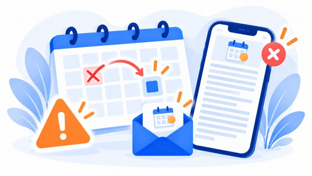 Errores al enviar un save the date: fecha tachada y señal de advertencia