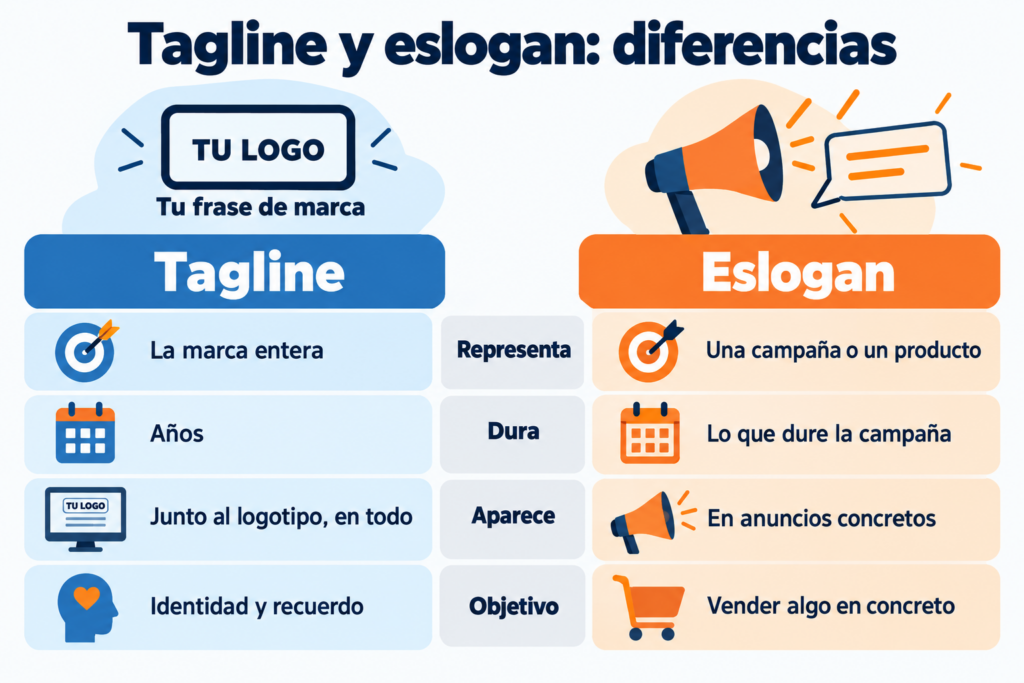 Diferença entre tagline e slogan: o que representam, quanto tempo duram, onde aparecem e para que servem