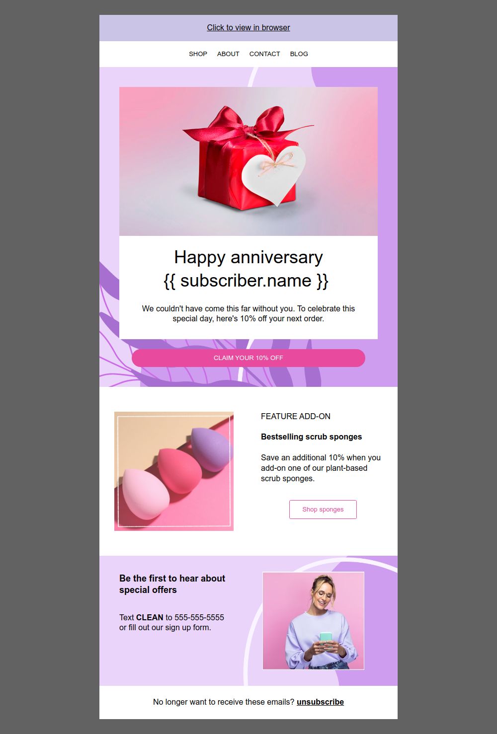 Prévia do modelo de email Feliz aniversário