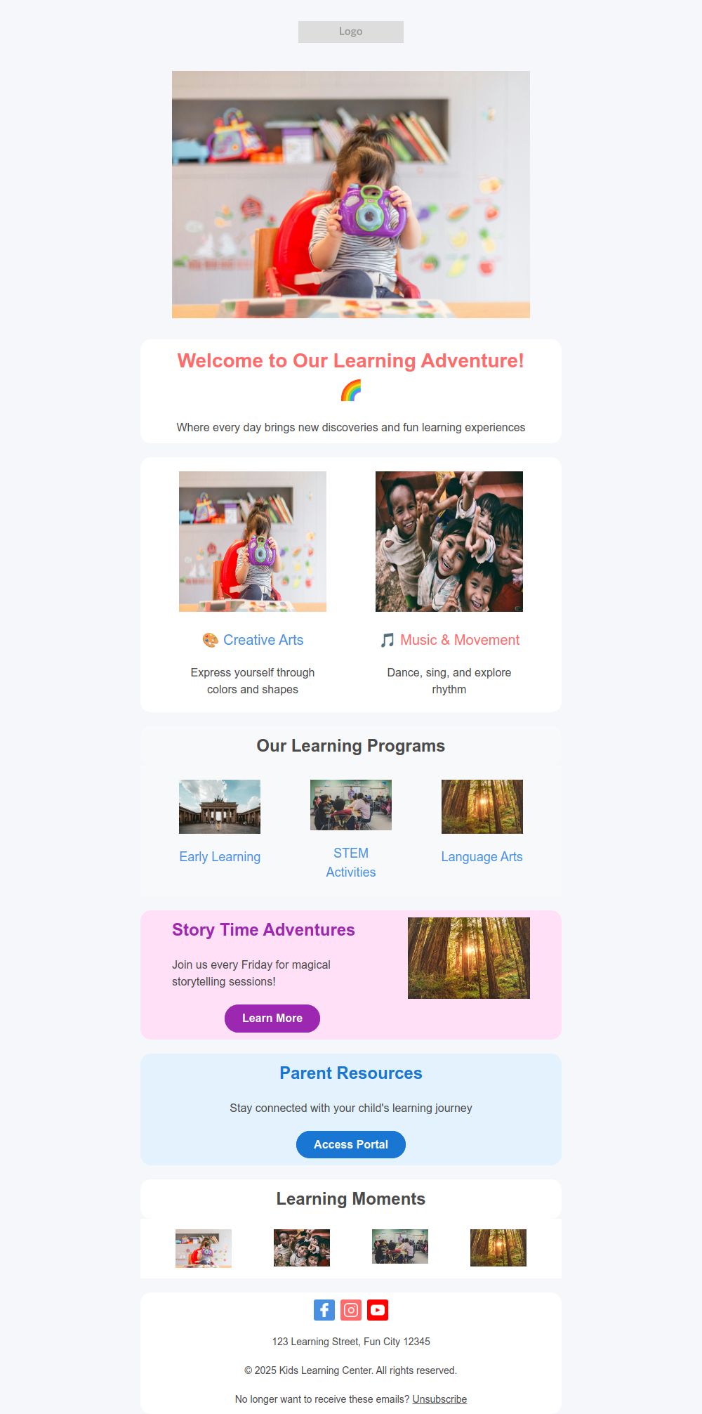 Preview of the Learning Adventure Welcome email template
