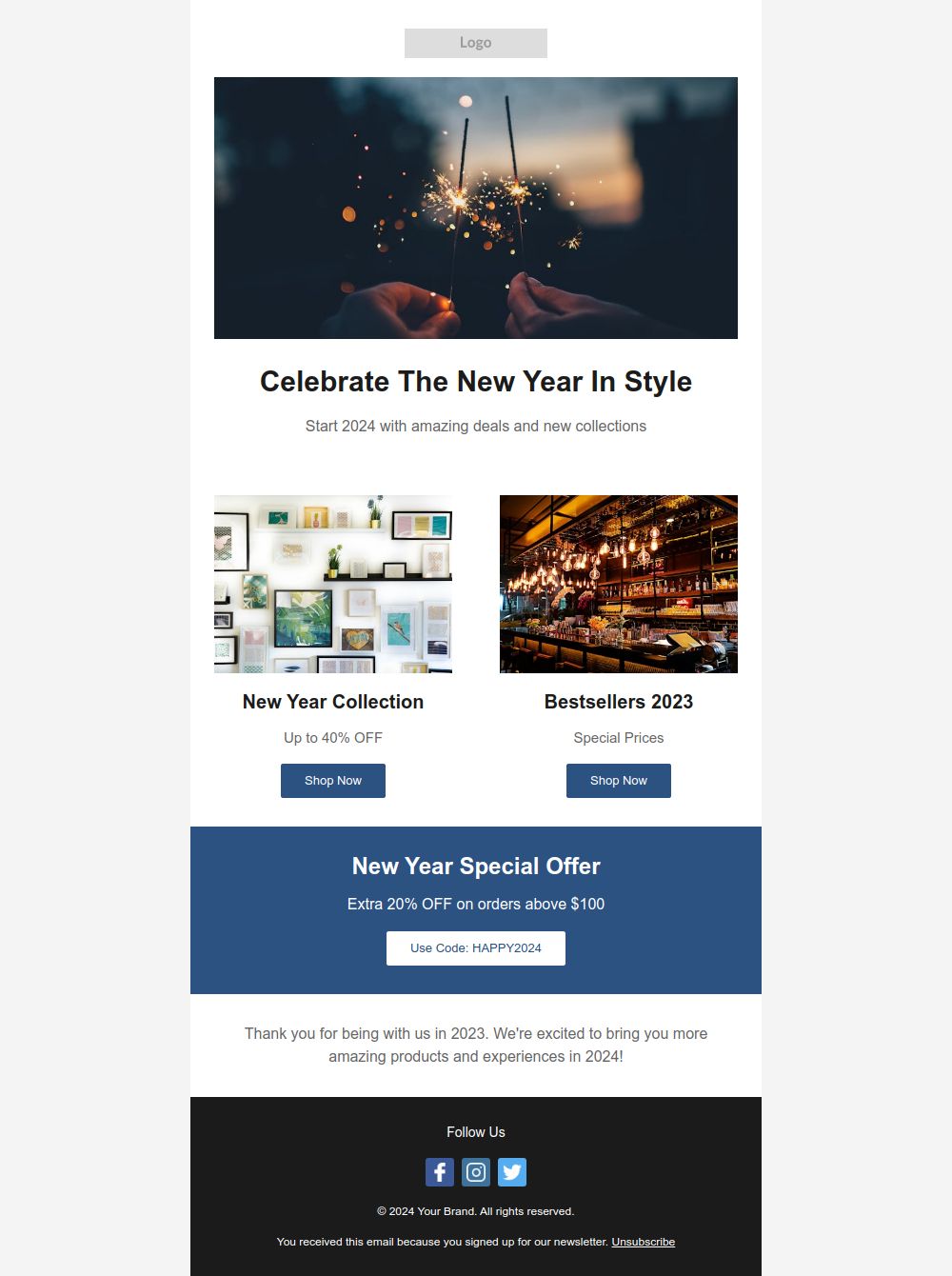 Preview of the New Year’s Offer email template