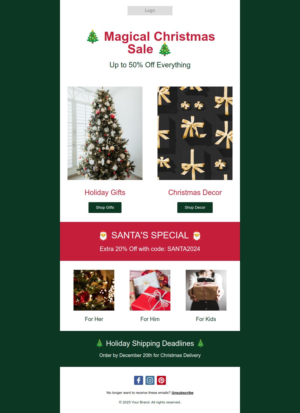 Vista previa de la plantilla de email Venta Mágica de Navidad