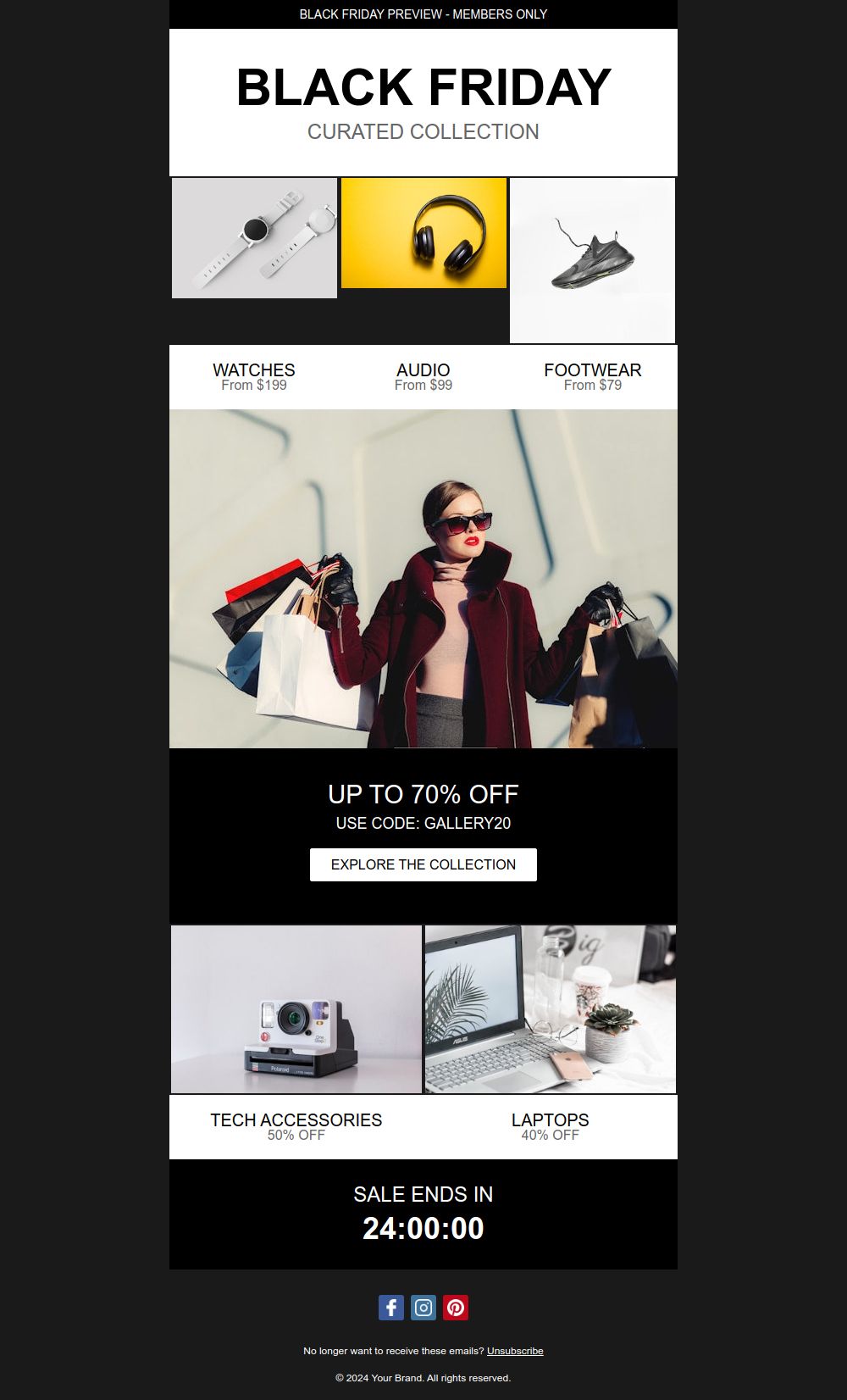 Preview of the Black Friday Collection email template