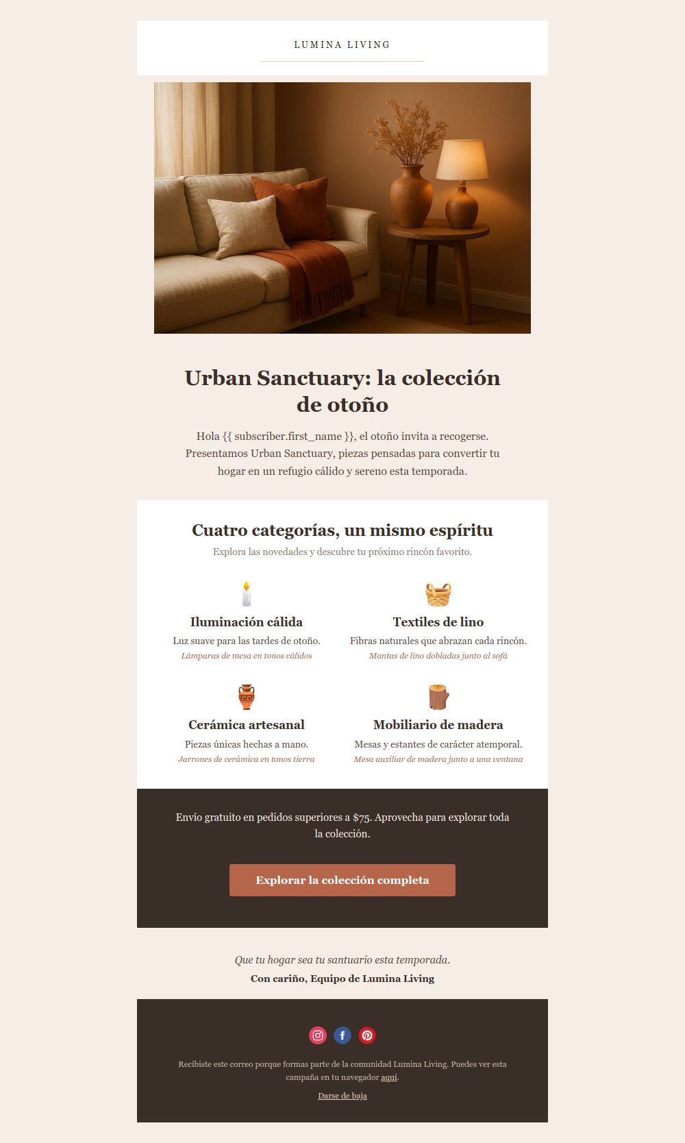 Preview of the Catalog launch email template