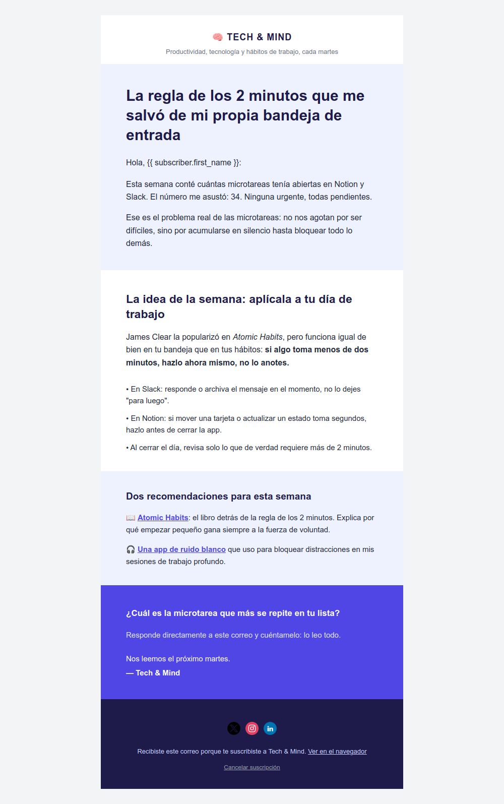 Preview of the Weekly newsletter digest email template