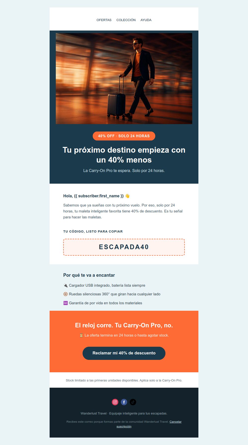 Prévia do modelo de email Oferta relâmpago