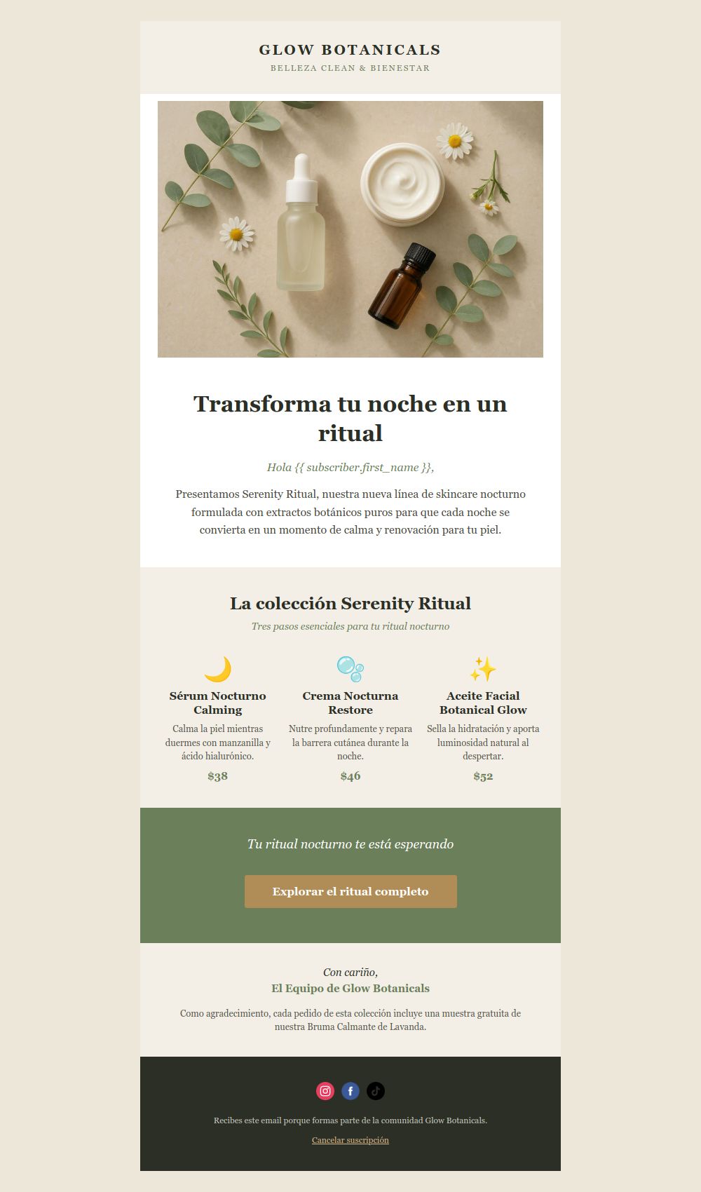 Preview of the Product Catalog Launch email template