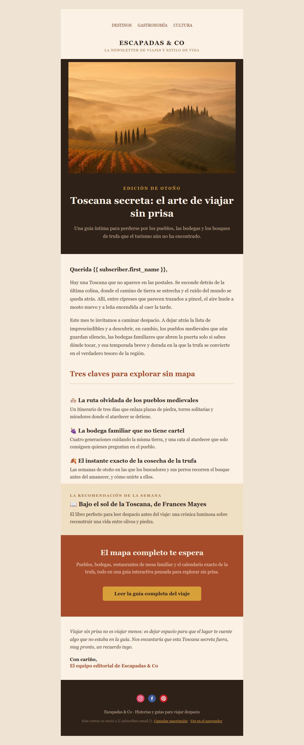 Prévia do modelo de email Newsletter editorial de viagens